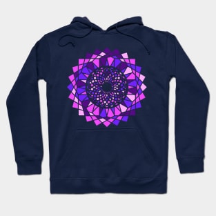 Round ornament with geometric repeated shapes in random bright neon colors Hoodie